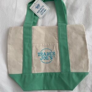 Trader Joe's Canvas Mini Tote Bag (Pastel Green) (New with Tag)